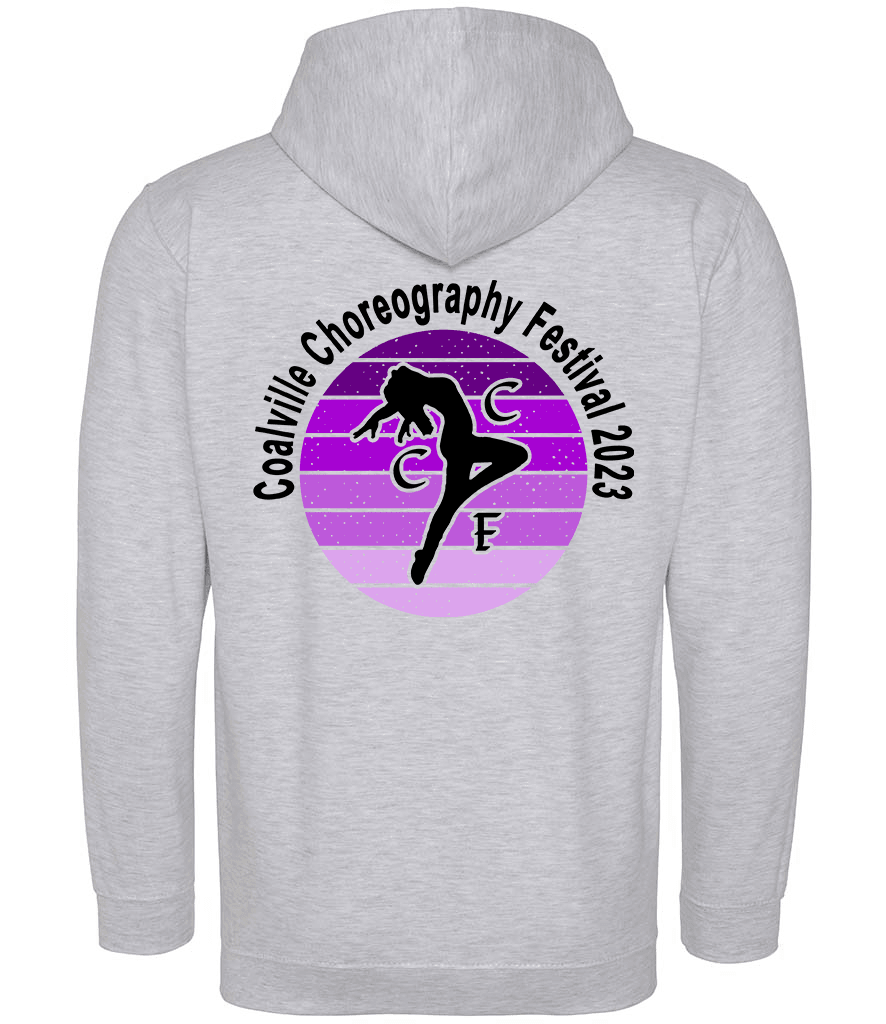 Coalville Choreography Festival 2023 Zip Up Hoodie DTF Printing UK Coalville choreography festival 2023 zip up hoodie dtf printing uk