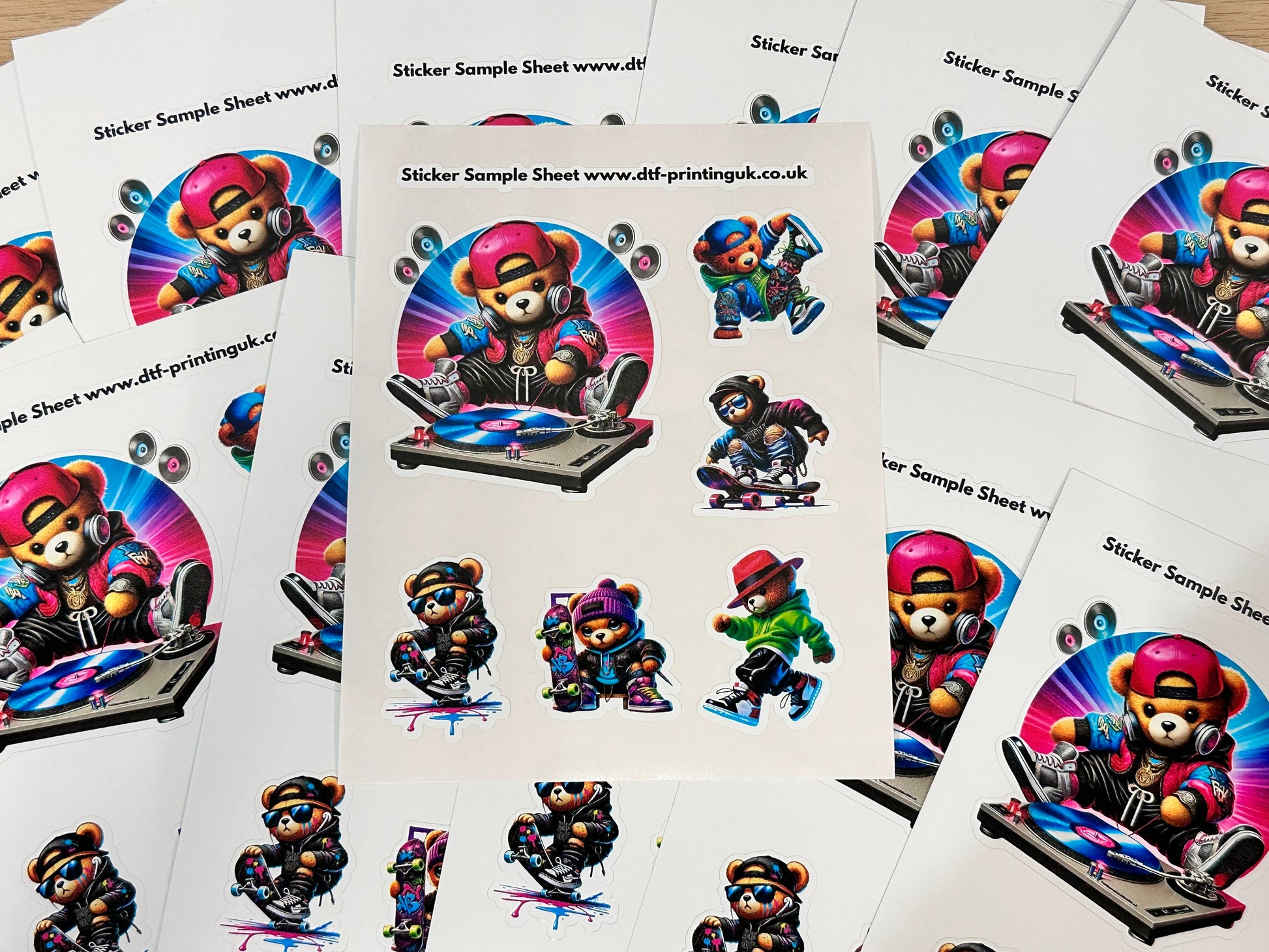 Sticker Sample Sheet – DTF Printing UK