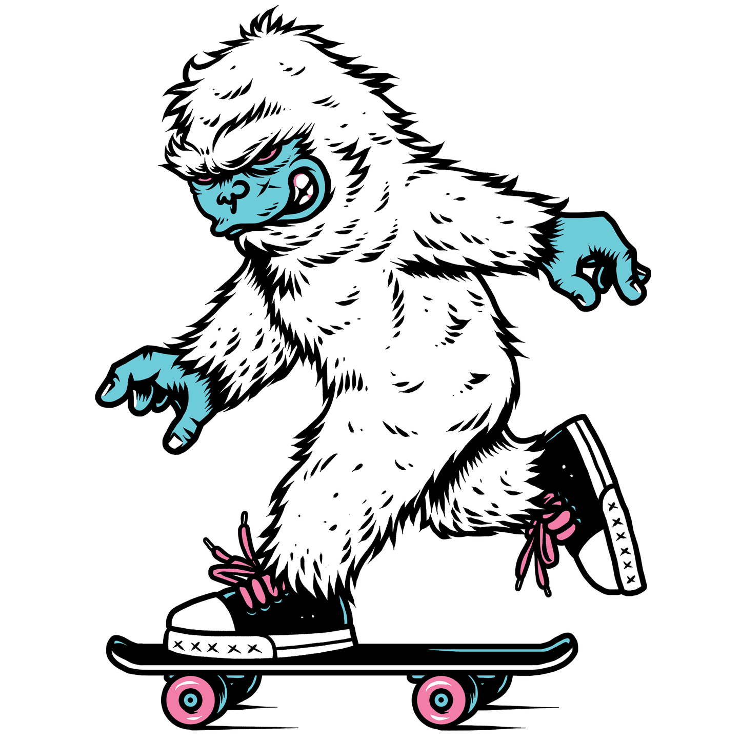 Skateboarding yeti