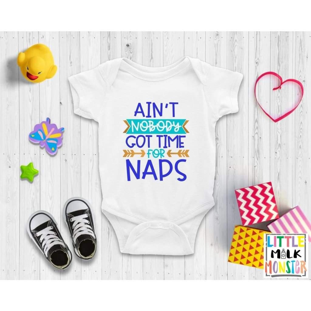 Ain’t nobody got time for naps Blue - Baby Bodysuit Baby onesie Unisex baby vest Baby shower gift baby clothing store DTF Printing UK 