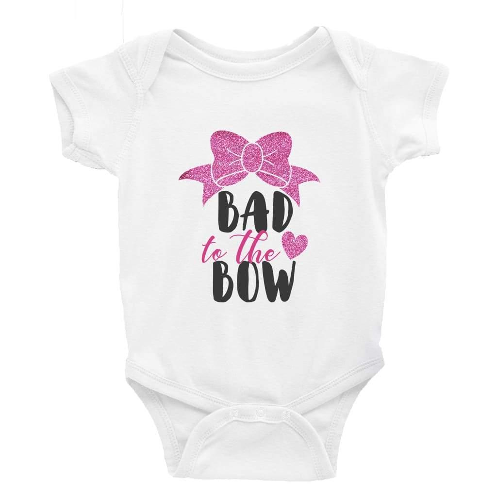 Bad to the Bow - Baby Bodysuit Baby onesie Unisex baby vest Baby shower gift baby clothing store DTF Printing UK Handmade
