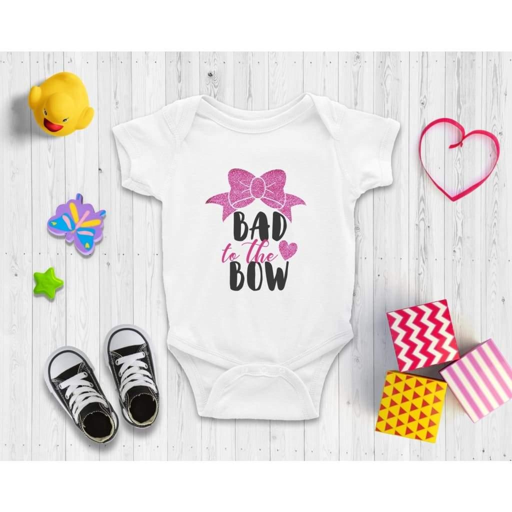 Bad to the Bow - DTF Printing UK - Baby Bodysuit DTF Printing UK Cheeky by Design Baby bodysuit funny cheeky trending breastfeeding Baby shower gift