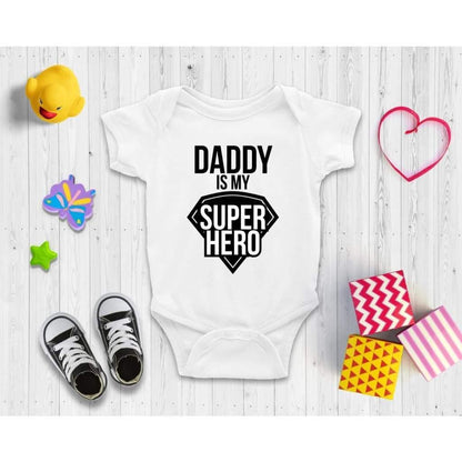 Daddy is my Super Hero - Baby Bodysuit Baby onesie Unisex baby vest Baby shower gift baby clothing store DTF Printing UK Handmade