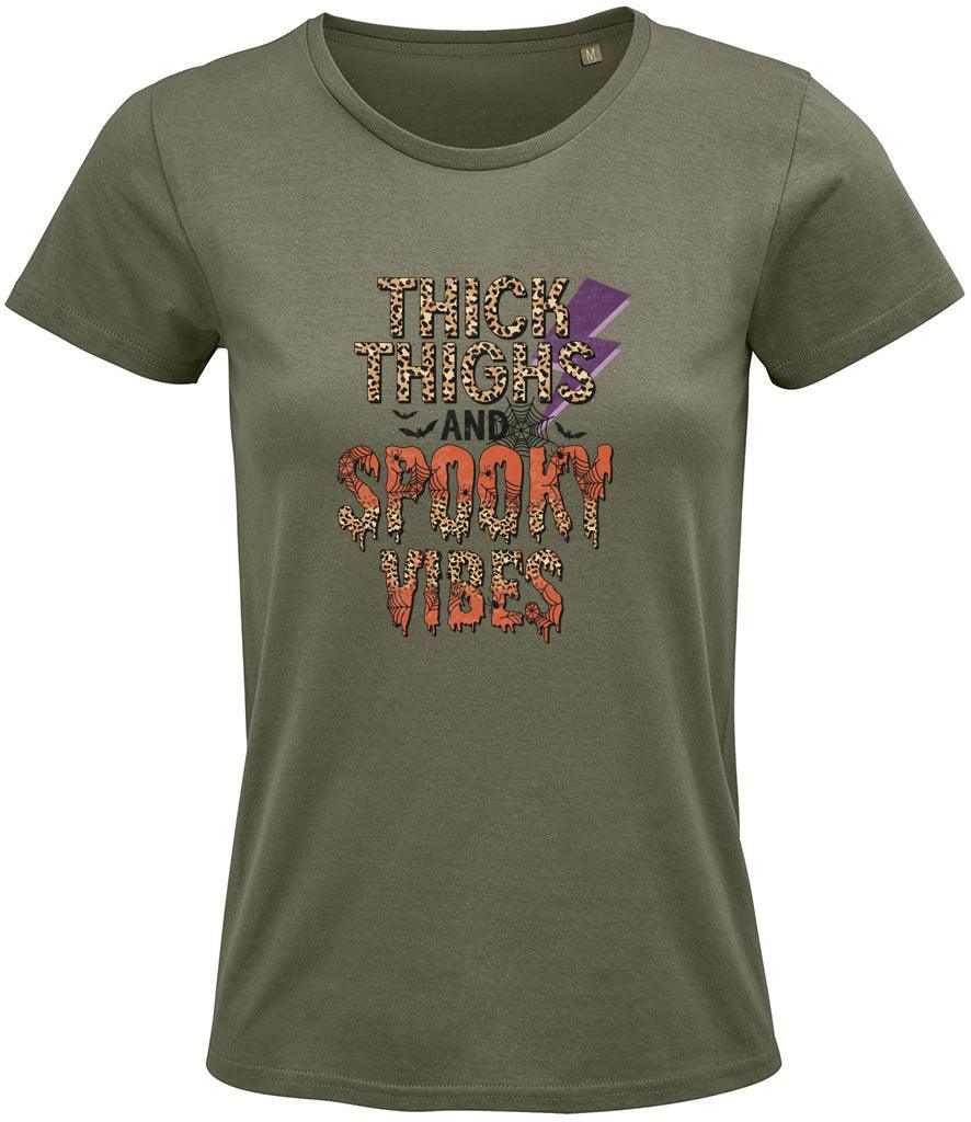 Thick Thighs Spooky Vibes Ladies T-shirt